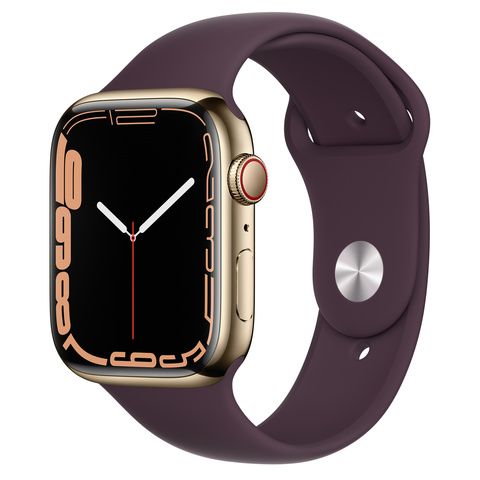 Умные часы Apple Watch Series 7 GPS + Cellular 45mm Gold Stainless Steel with Milanese Loop, Dark Cherry Sport Band (MKJF3, MKJX3)
