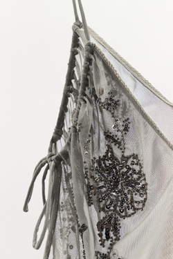 ZARA ТОП С ВЫШИВКОЙ И ПАЙЕТКАМИ, СВЕТЛО-СЕРЫЙ