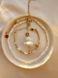 Браслет Уточка с жемчугом и перламутром