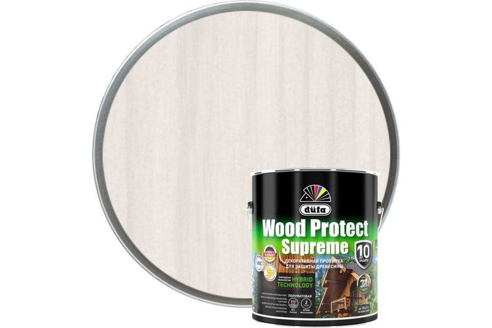 Пропитка декоративная для защиты древесины Dufa Wood Protect Supreme белая
