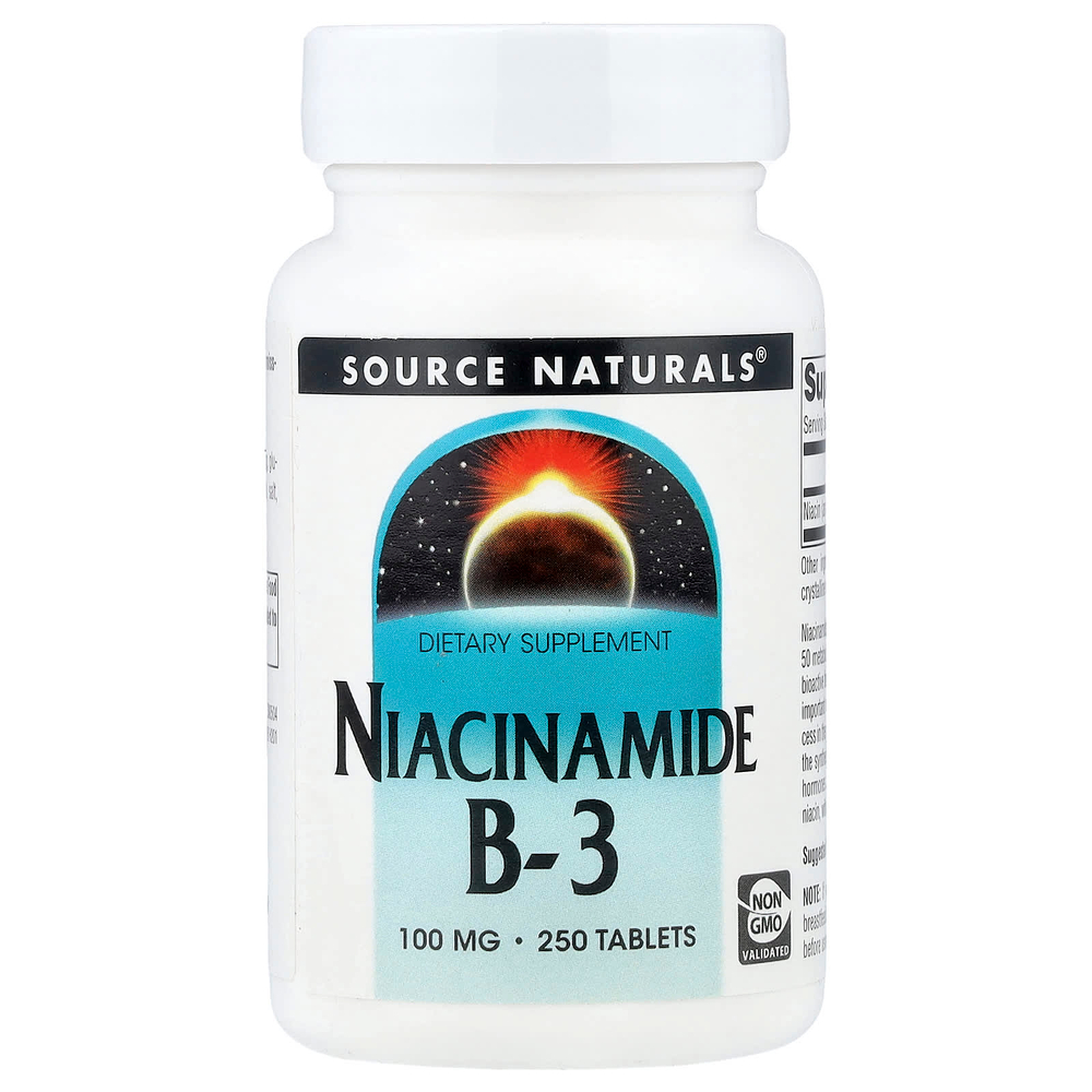 Source Naturals, Никотинамид B-3, 100 мг, 250 таблеток