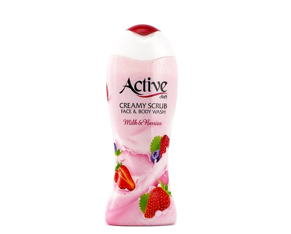ACTIVE ИРАН / Гель-скраб кремовый для душа "Клубника со сливками", 400 мл х 12