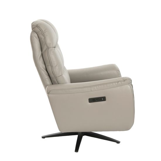 Поворотное кресло-реклайнер 5114/KM-A6010-M565 серое кожаное Испания 