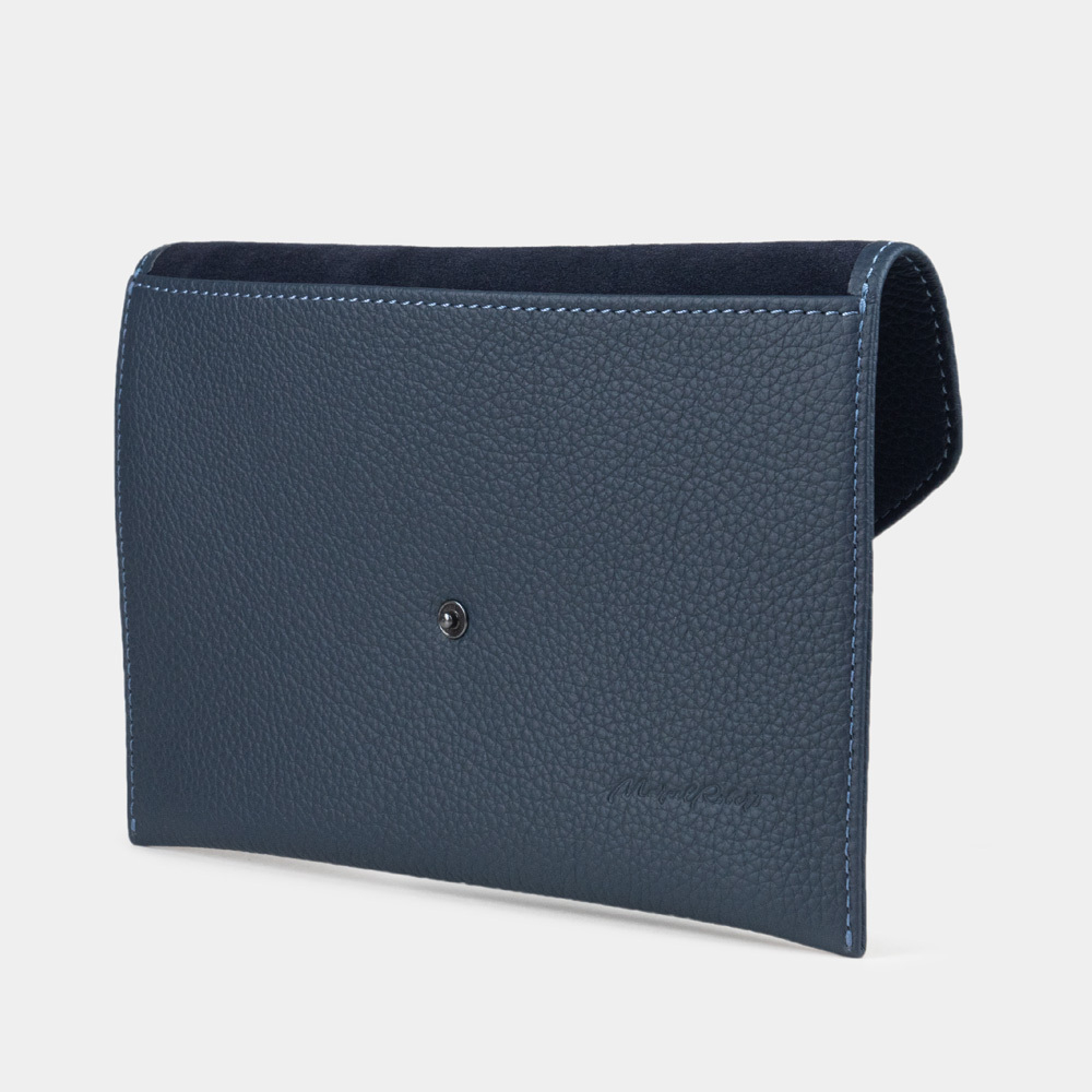 Конверт для хранения из кожи теленка, синего цвета