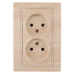 Розетка Intro Plano 1-204-11 без заземления двойная 2х2P, 16А-250В, IP20, СУ, сосна