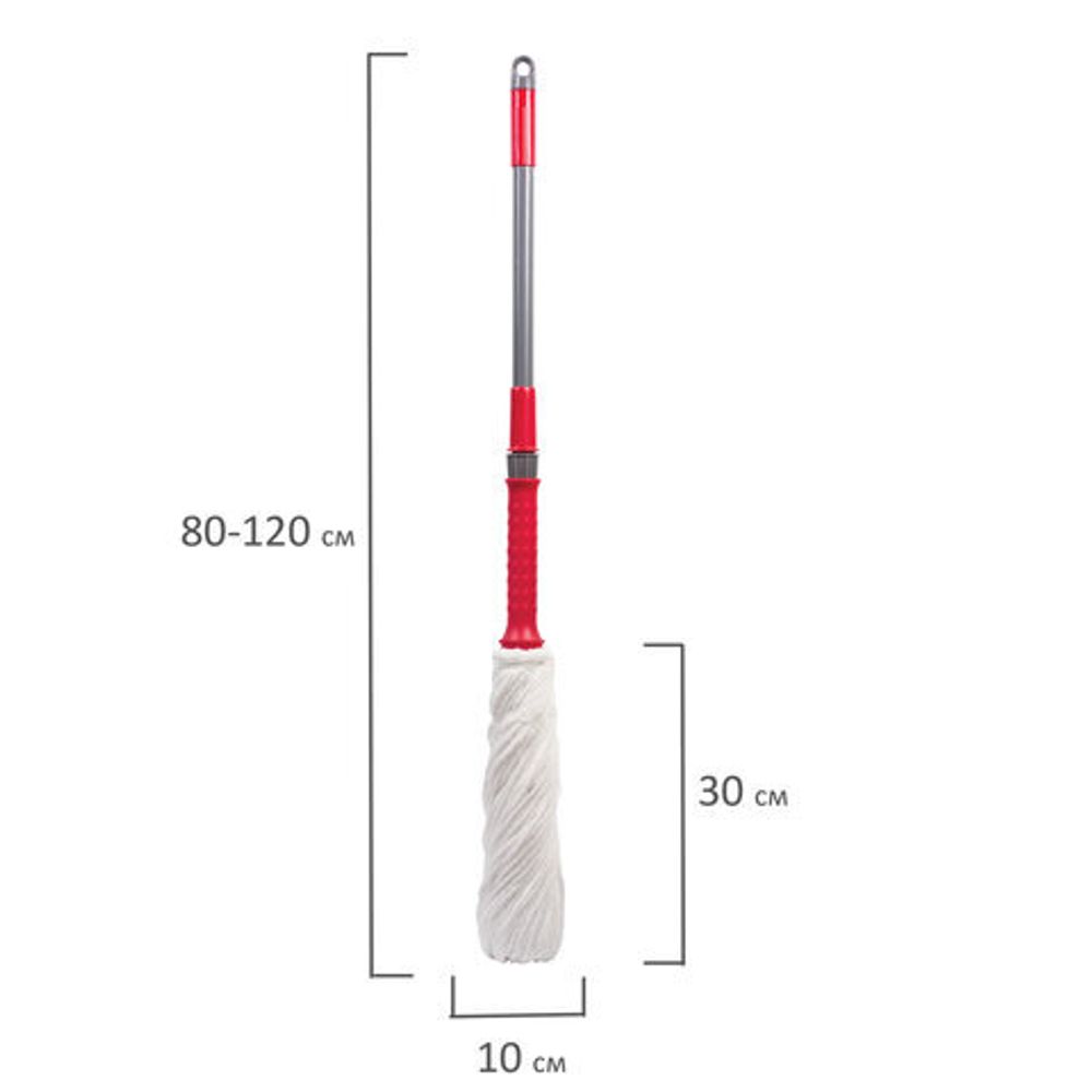 Швабра самоотжимная, скручивающийся отжим, МОП из микрофибры 603601, черенок 80-120см, LAIMA, 603600