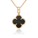 Подвеска «Клевер» из красного золота с ониксом