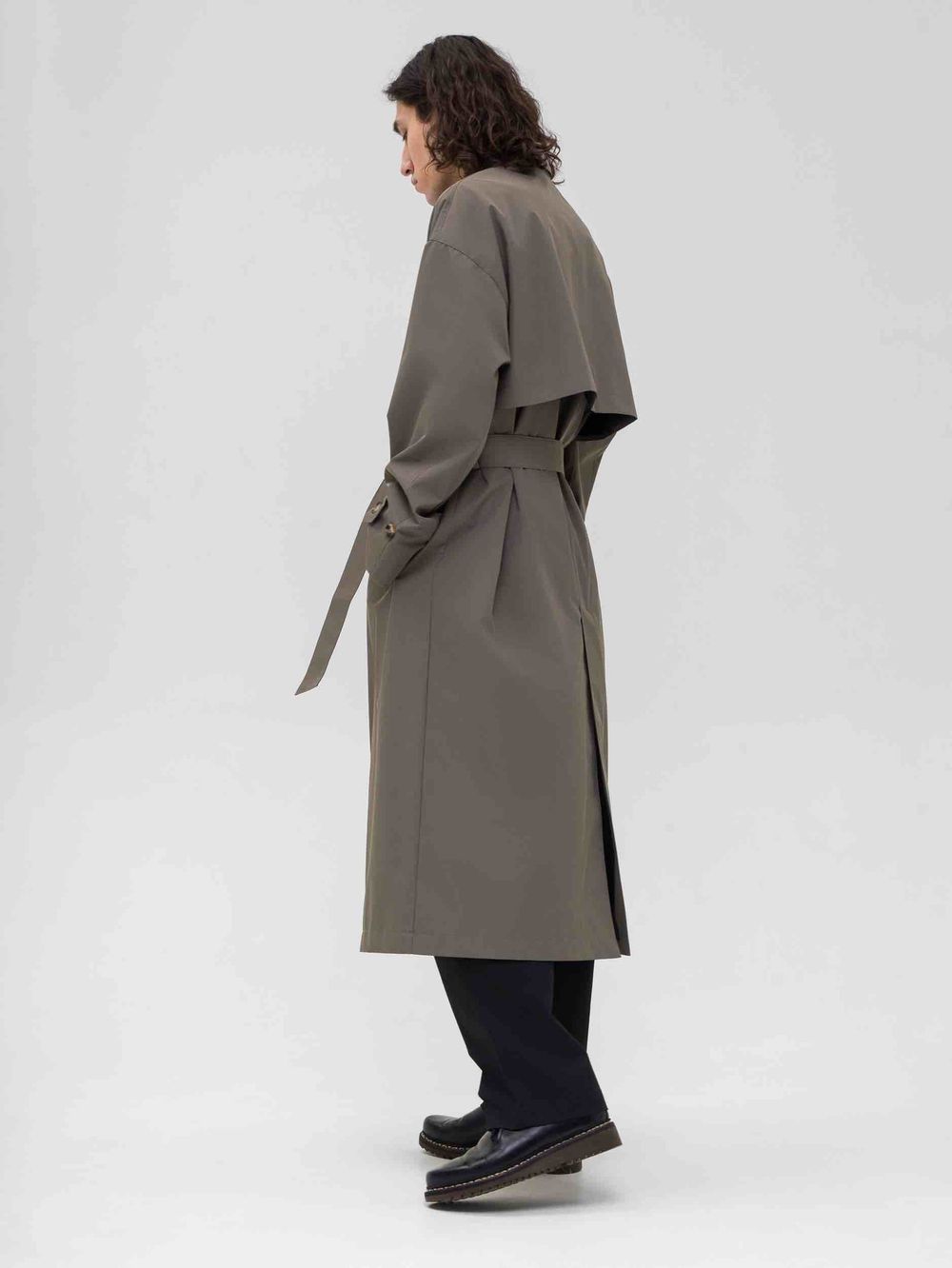 Плащ FOS Длинный Мужской Зеленый