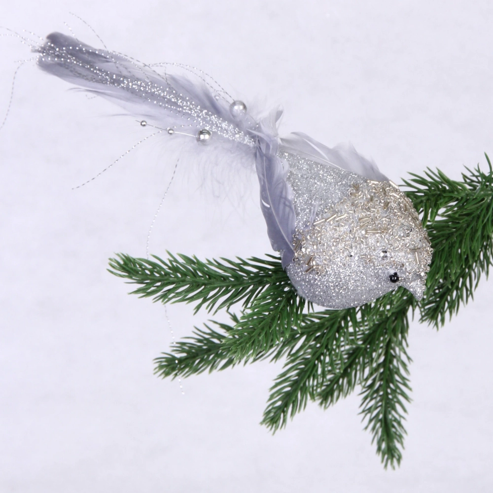 Украшение новогоднее «Изящная птица» 6*8 см, Серебро