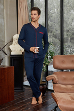 Элегантный домашний комплект для мужчин Doreanse (Размер: XL) (Цвет: темно-синий)