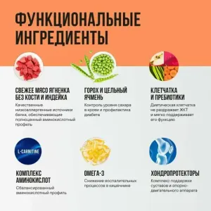 Уценка! Повр.упак. / Сухой корм BOWL WOW для взрослых собак средних пород с ягненком, индейкой, рисом и добавлением моркови