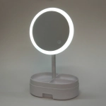 Зеркало настольное с подсветкой и органайзером «Beauty», цвет белый, USB, 35*18см