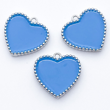 Подвеска Сердце, цвет серебро+голубой, размер 16*16 мм, цена за 1 шт