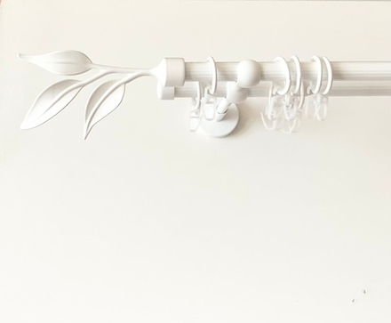 Карниз кованый рифленый Ива Ост d16/16 мм двухрядный, цвет белый