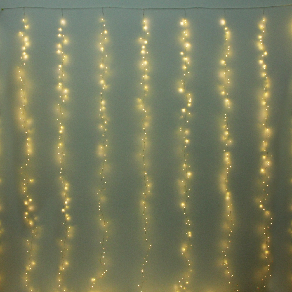 Гирлянда для дома ЗАНАВЕС 3м*3м 900 ламп LED «Мишура», IP-20, 8 режимов. Теплый белый (возможность соединения)