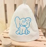 Шапка банная детская классическая с вышивкой «Слон», цвет белый, (без упаковки)