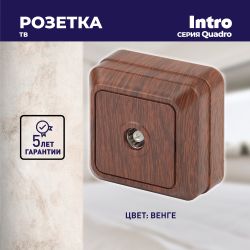 Розетка Intro Quadro 2-301-10 TV одиночная, IP20, ОУ, венге