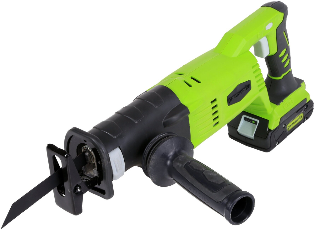 Пила сабельная аккумуляторная GREENWORKS GD24RS 24В,мак.гл.пропила-220мм,б/щ,без АКБ и ЗУ (1200407)