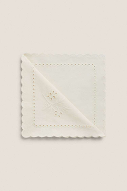 ZARA HOME УПАКОВКА САЛФЕТОК С ВЫШИВКОЙ (УПАКОВКА ИЗ 2 ШТУК), ЭКРЮ