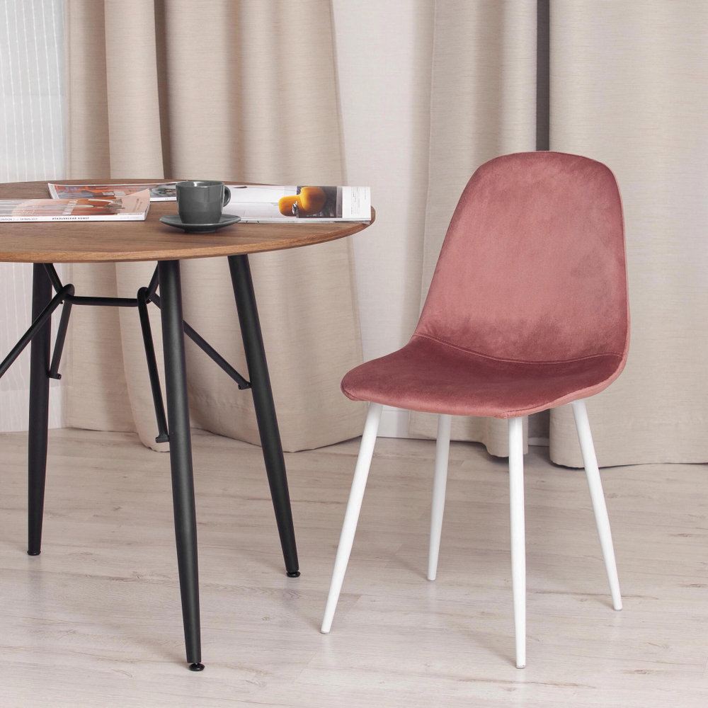 Стул BREEZE (mod. 4724) / 1 шт. в упаковке вельвет/металл, 44 х 53 х 87 см, Coral (коралловый) HLR44 / белый