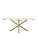 Овальный стол ARYA Argo из прозрачного стекла и стали с эффектом дерева 200x100