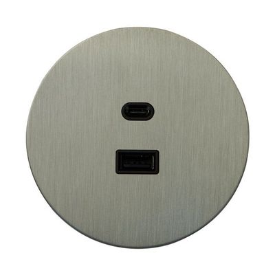 USB розетка (тип A+C), никель, Salvador, EU010112