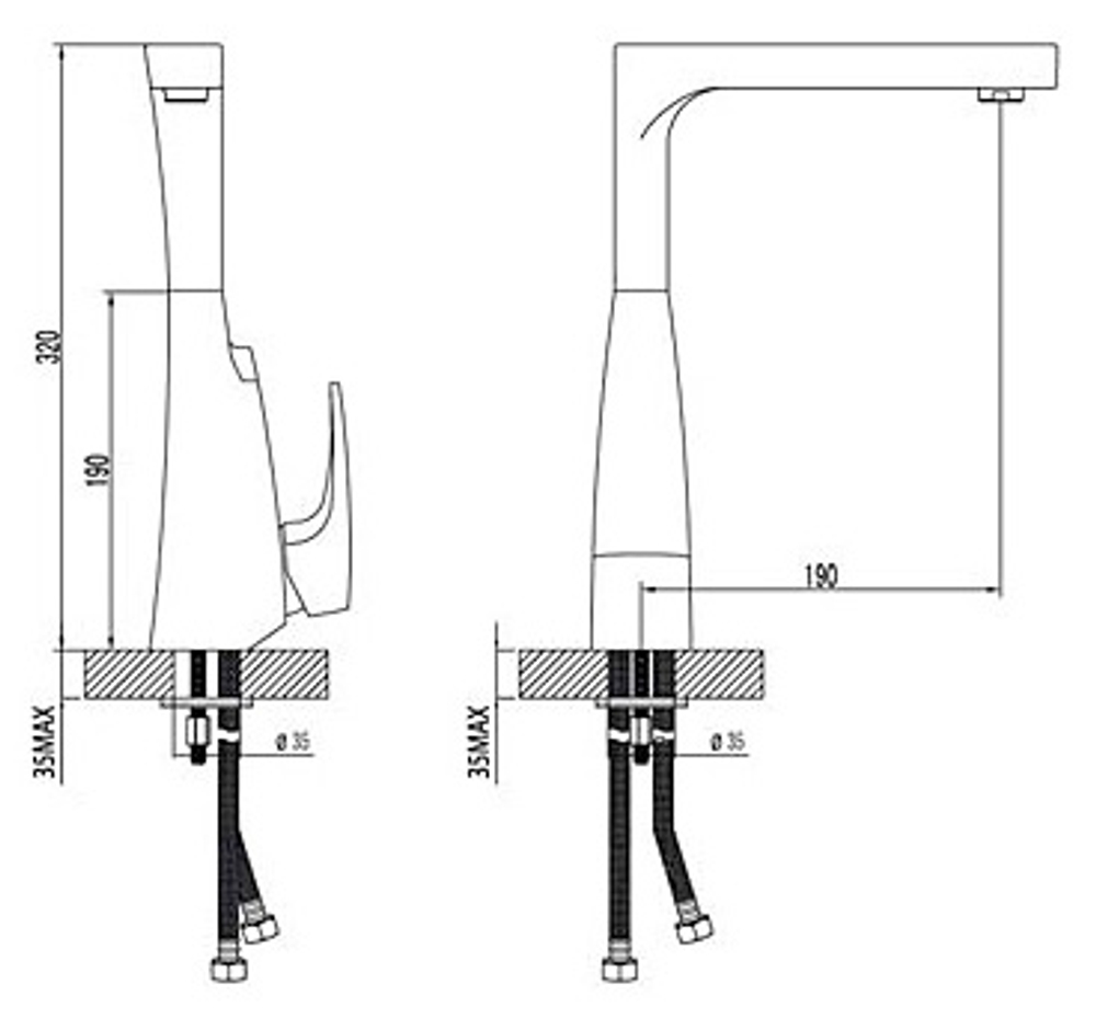 LM4305C (123R) Шифт Смеситель для кухни с высоким поворотным изливом, хром (к/к 8)