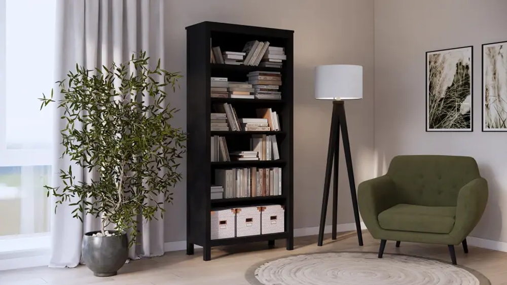 Стеллаж - аналог IKEA HEMNES / ХЕМНЭС/ ХЕМНЕС / КЫМОР / ИКЕА 90х198х37 см, чёрный