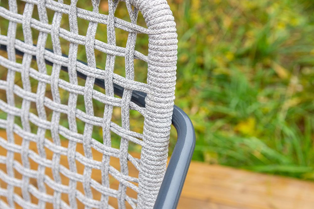 "Тунис" стул плетеный из роупа, каркас алюминий темно-серый (RAL7024), роуп светло-серый