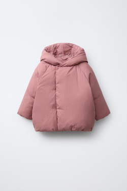 ZARA СТЕГАНАЯ КУРТКА WATER REPELLENT, РОЗОВЫЙ