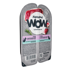 Консервы ALPHAPET WOW для кошек с чувствительным пищеварением, с утком и потрошками - 80 гр