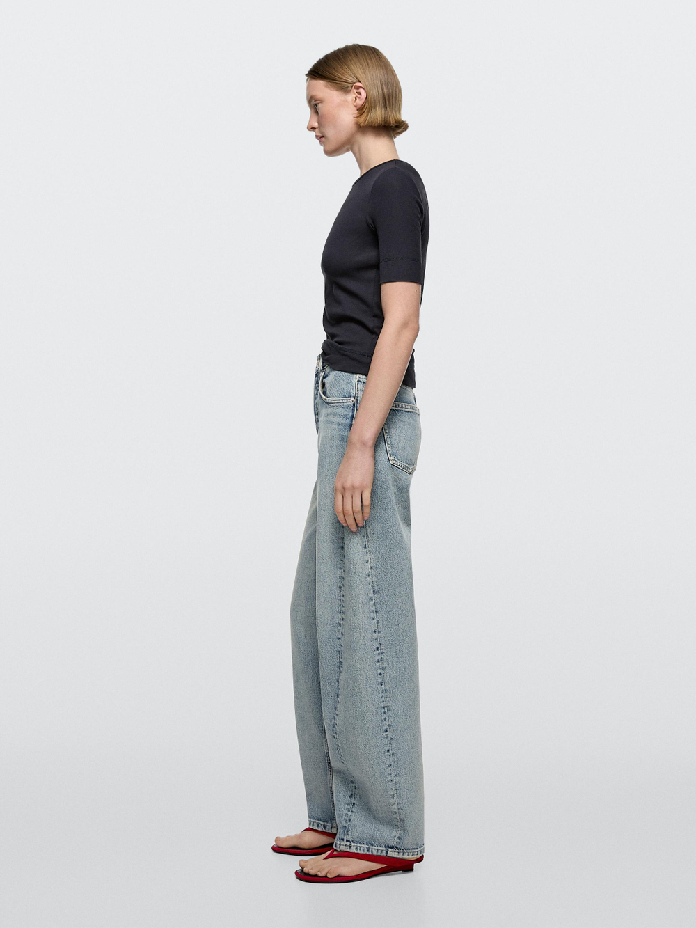 Massimo Dutti Джинсы свободного кроя средней посадки, светло-голубой