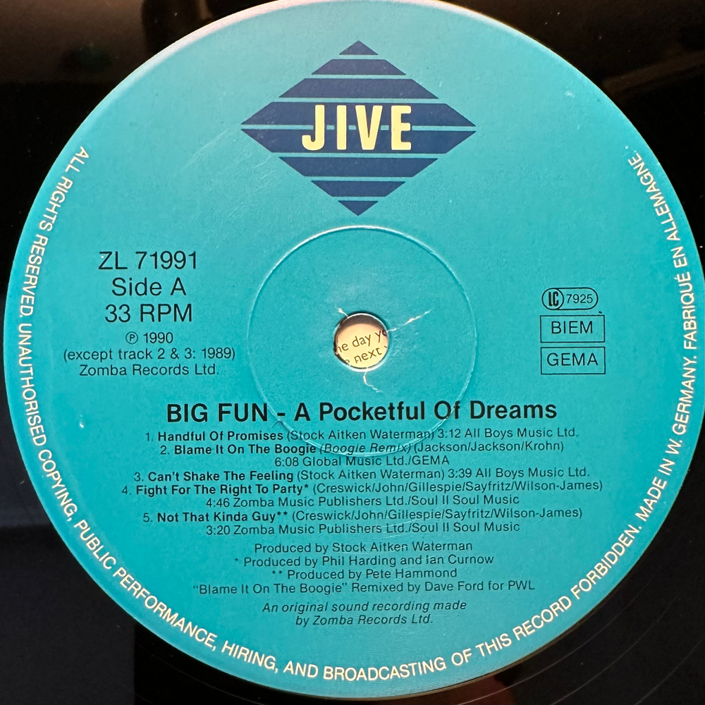 Big Fun - A Pocketful Of Dreams (Германия 1990г.)