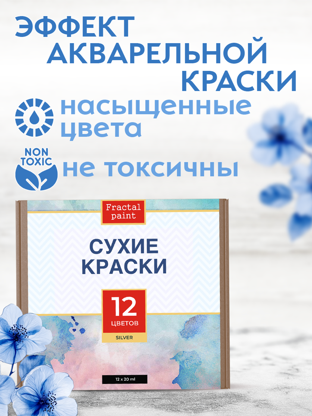 Набор сухих красок 12 цветов «Silver»