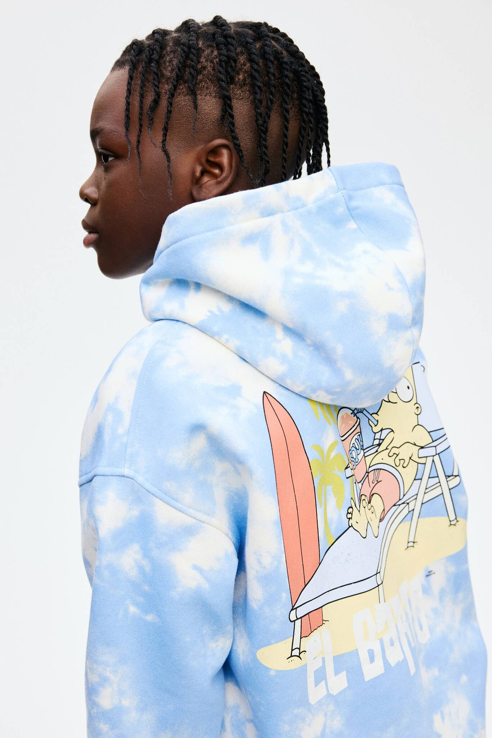 H&M Толстовка с капюшоном и принтом, светло-голубой