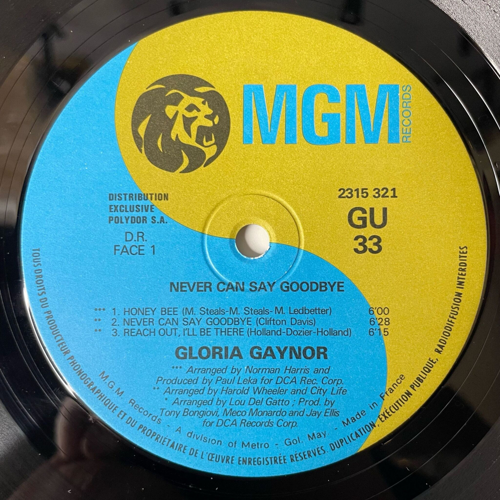 Винтажная виниловая пластинка LP Gloria Gaynor Never Can Say Goodbye (France 1975)