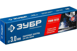 Электроды сварочные ЗУБР УОНИ 13/55, с основным покрытием, 3х350 мм, 5 кг 40025-3.0