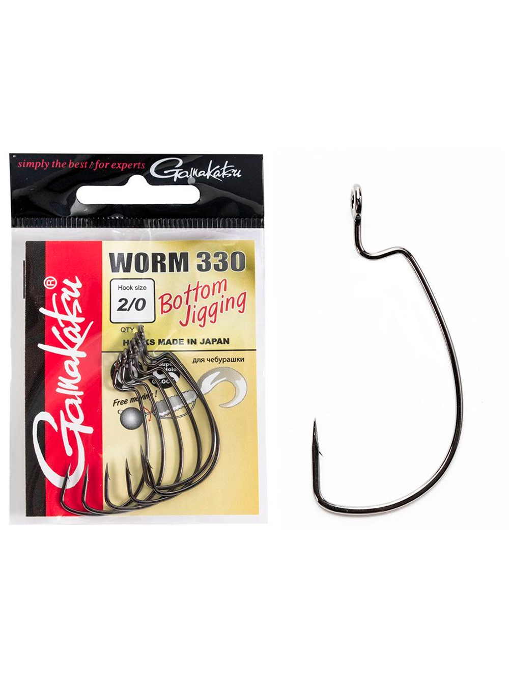 Крючки офсетные Gamakatsu Worm 330 BOTTOM JIGGING HOOKS размер 01 (упк.6шт.)
