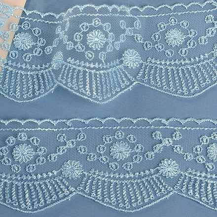 Кружево на жесткой сетке Exclusive  J2052W-2 шир.55мм цв.B1515 голубой упак13,71м