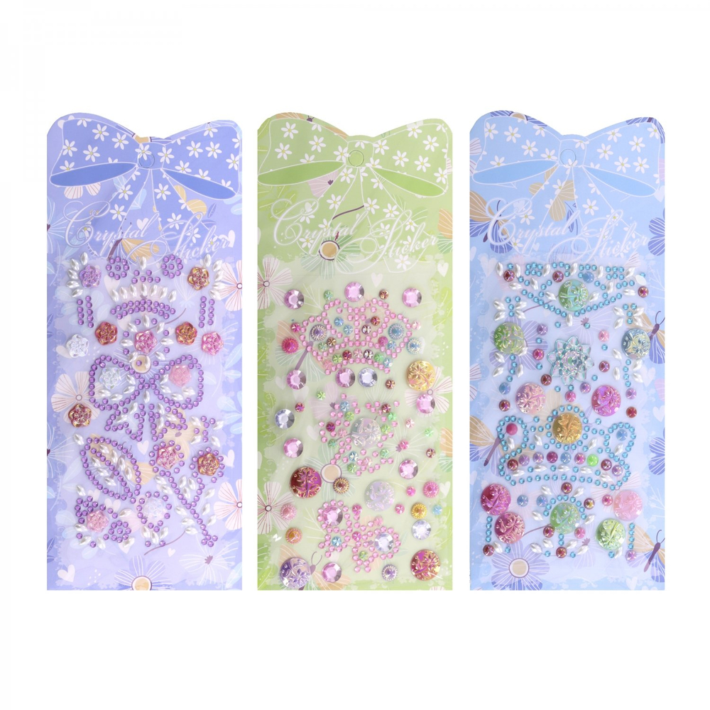 Наклейки-стразы Alingar, акриловые, "Праздничное ассорти", цветочки, звездочки, корона, пакет с европодвесом