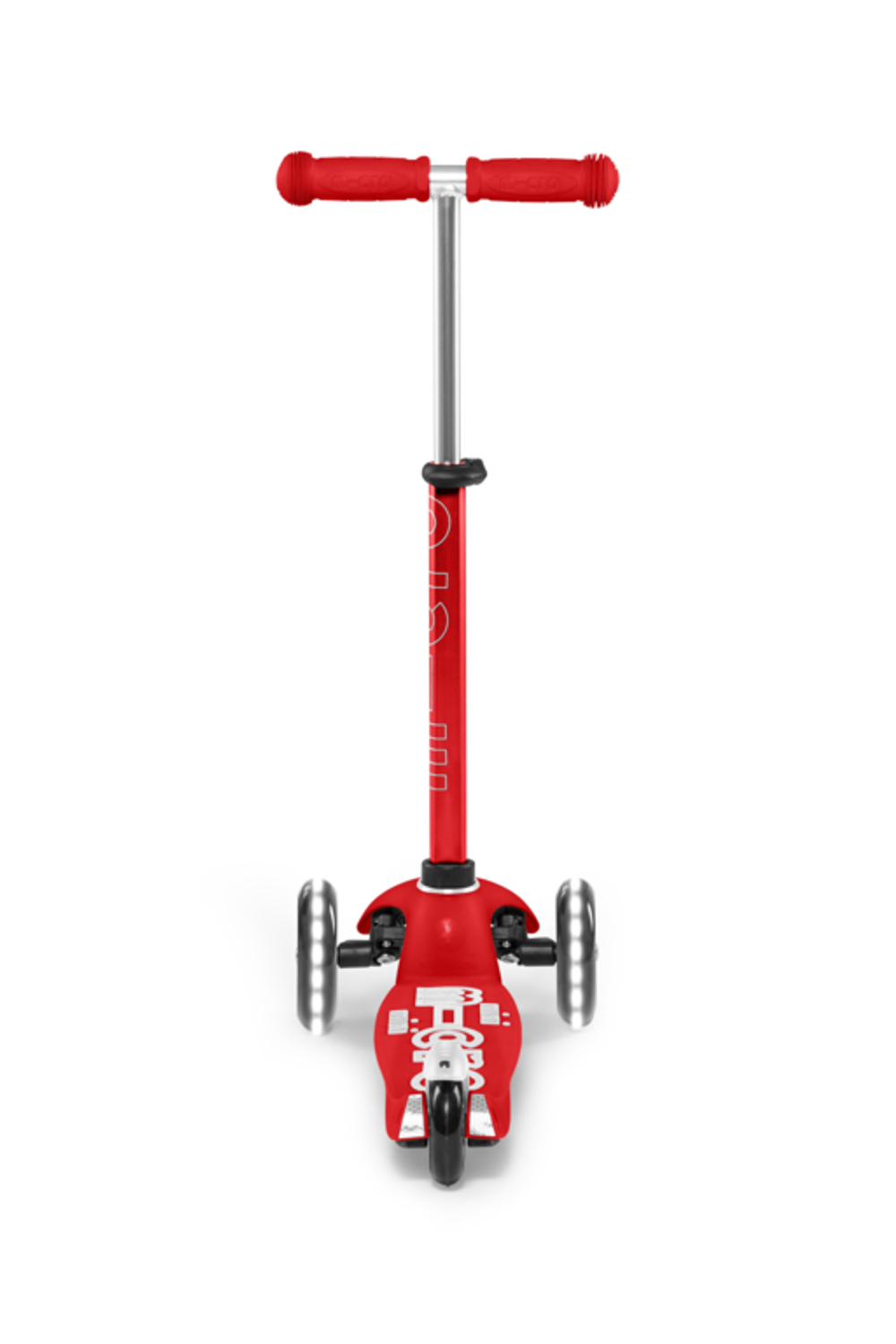 Самокат Mini Micro Deluxe Красный LED со стикерами Монстрики 15 шт