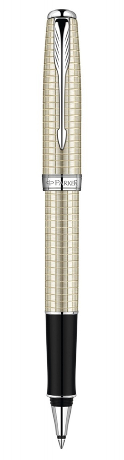 Ручка-роллер Parker Sonnet`10 Cisele Decal T535, (серебро 925 пробы)  цвет: Silver CT GB, перо: F, цвет чернил: black, в подарочной упаковке