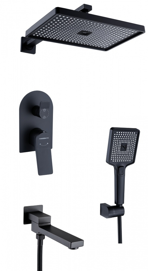 36099-C Смеситель встраиваемый для душа с 3-функ. (ЧЕРНЫЙ) HansenPRO (5/1шт)