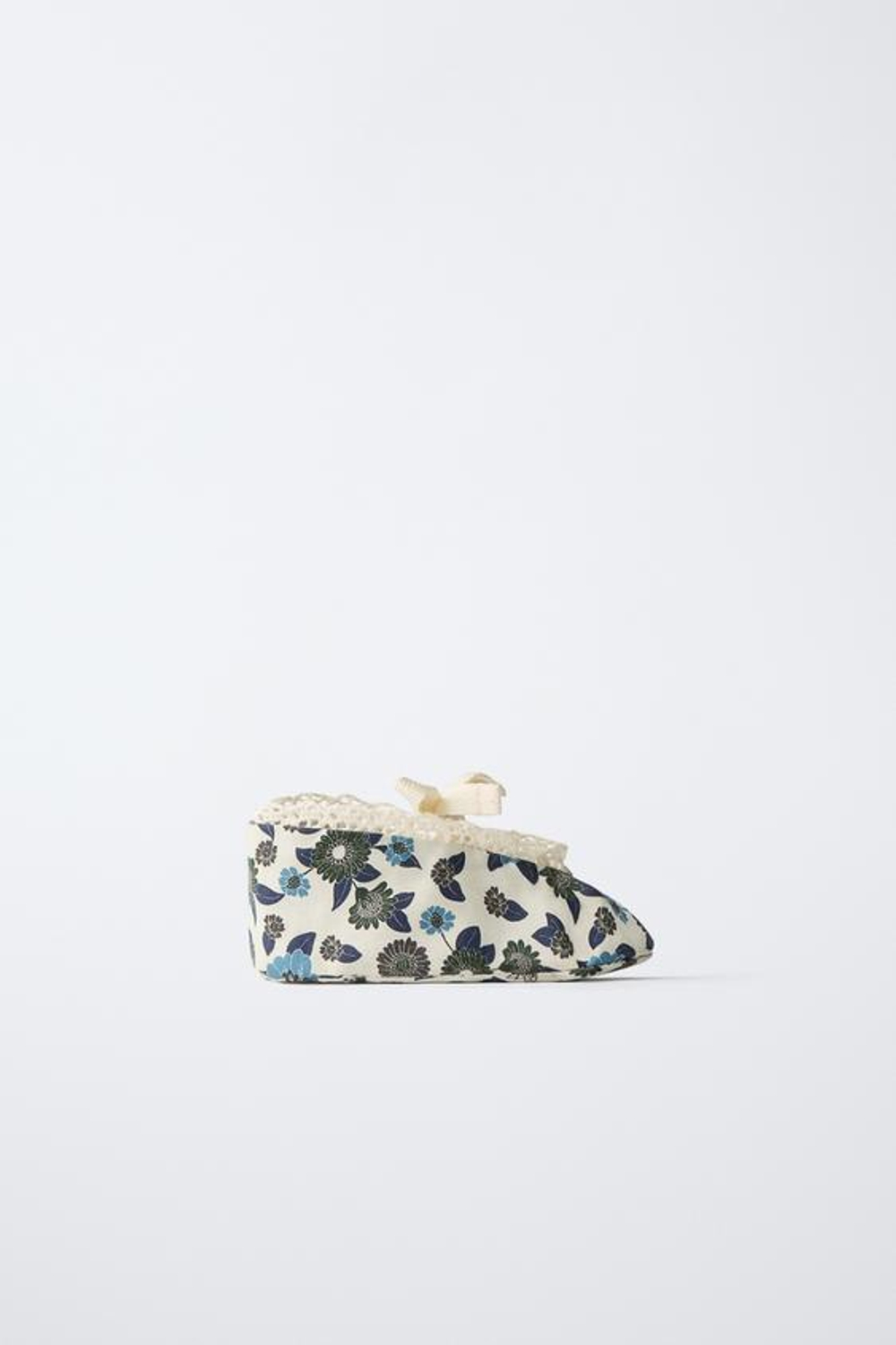 ZARA БАЛЕТКИ С БАНТОМ И ЦВЕТАМИ, НЕБЕЛЕНЫЙ