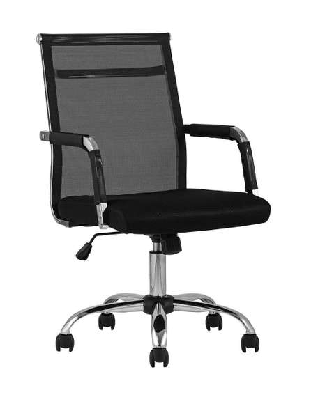 TopChairs Clerk офисное черное в обивке из экокожи, механизм качания Top Gun