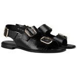DOUCAL"S Python One Strap Sandals Women"s Black