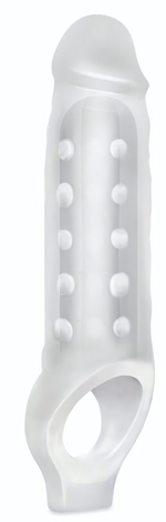 Прозрачная текстурированная насадка Mighty Extender - 13 см. (Цвет: прозрачный)