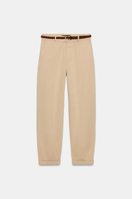 ZARA БРЮКИ ЧИНОС С ПЛЕТЕНЫМ РЕМНЕМ, СВЕТЛЫЙ ЖЕЛТО-КОРИЧНЕВЫЙ