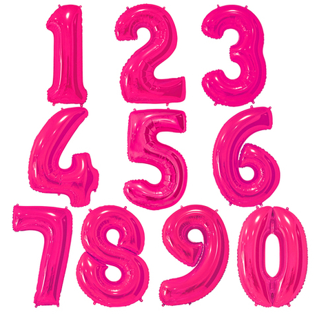 Летающие Цифры с Гелием Фуксия (60см)