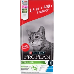 Pro plan cat adult sterilised сухой корм для стерилизованных кошек с кроликом - 1,5 кг + 400 г в подарок